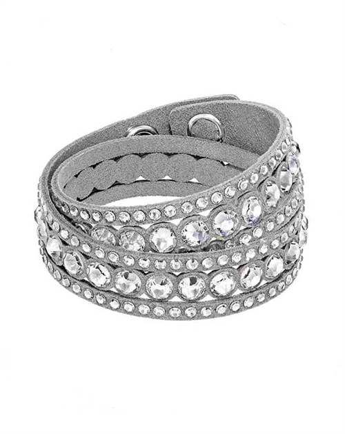 Dobbelt grå armbånd med klare sten